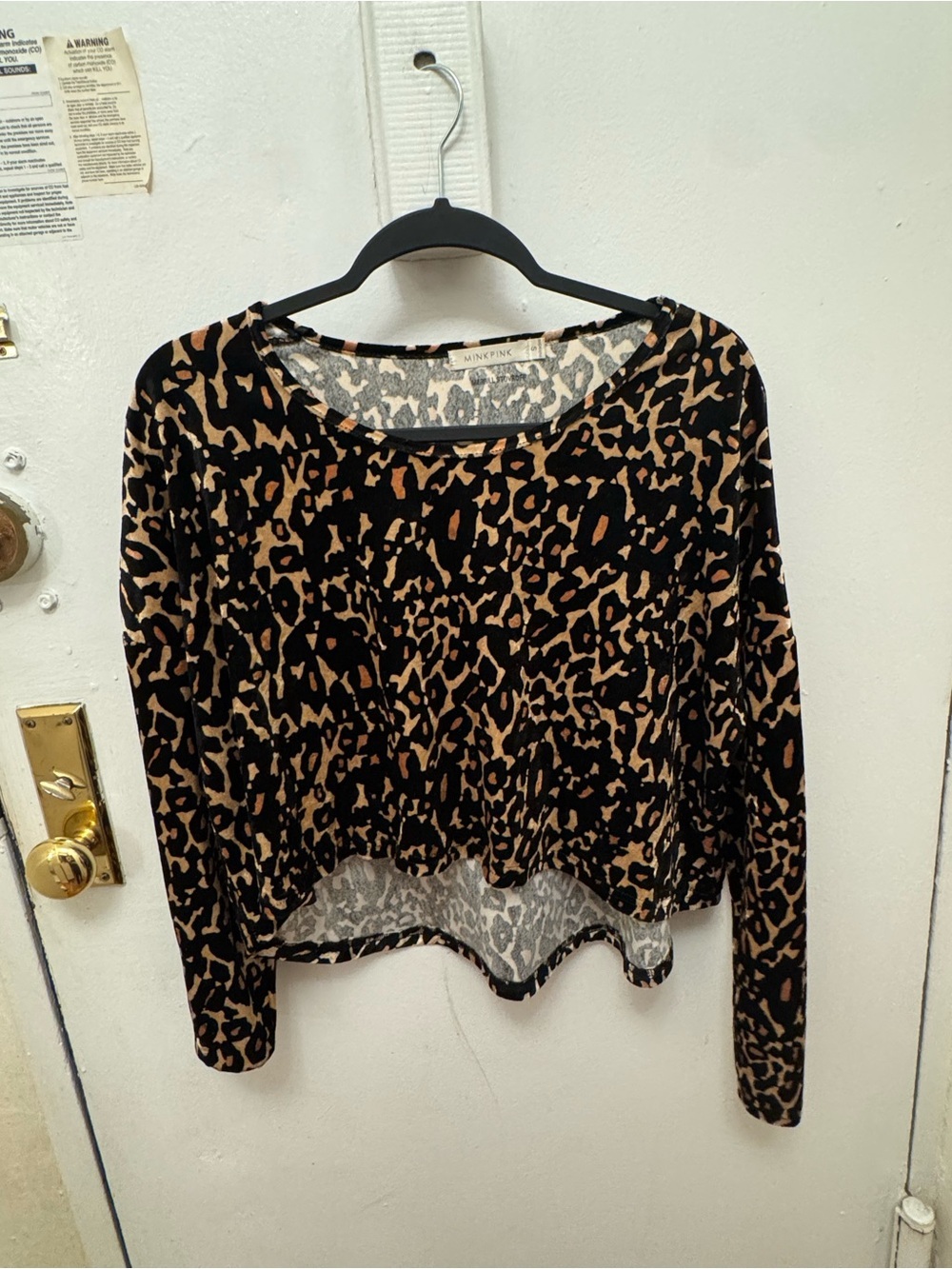 MINKPINK Brown and Black Leopard Print Long Sleeve Blouse - Picture 2 of 6